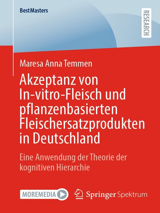 Title details for Akzeptanz von In-vitro-Fleisch und pflanzenbasierten Fleischersatzprodukten in Deutschland by Maresa Anna Temmen - Available